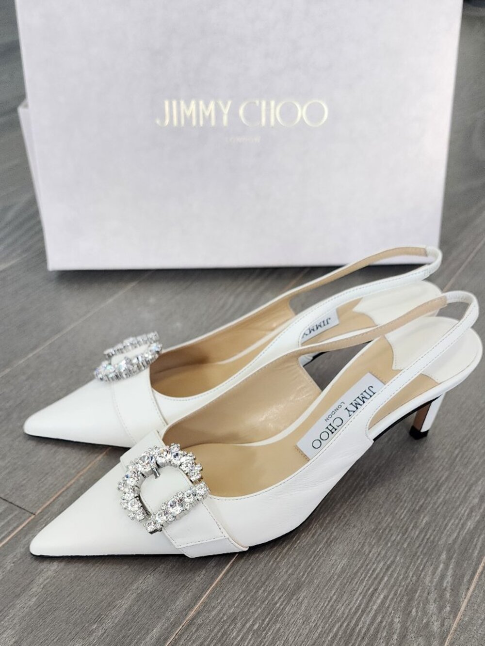 Used Jimmy Choo Cheri SB 65 Leather Milk EU Size 37 Heels Shoes J00016251437